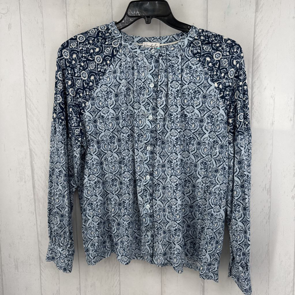 XL flo print button down l/s top
