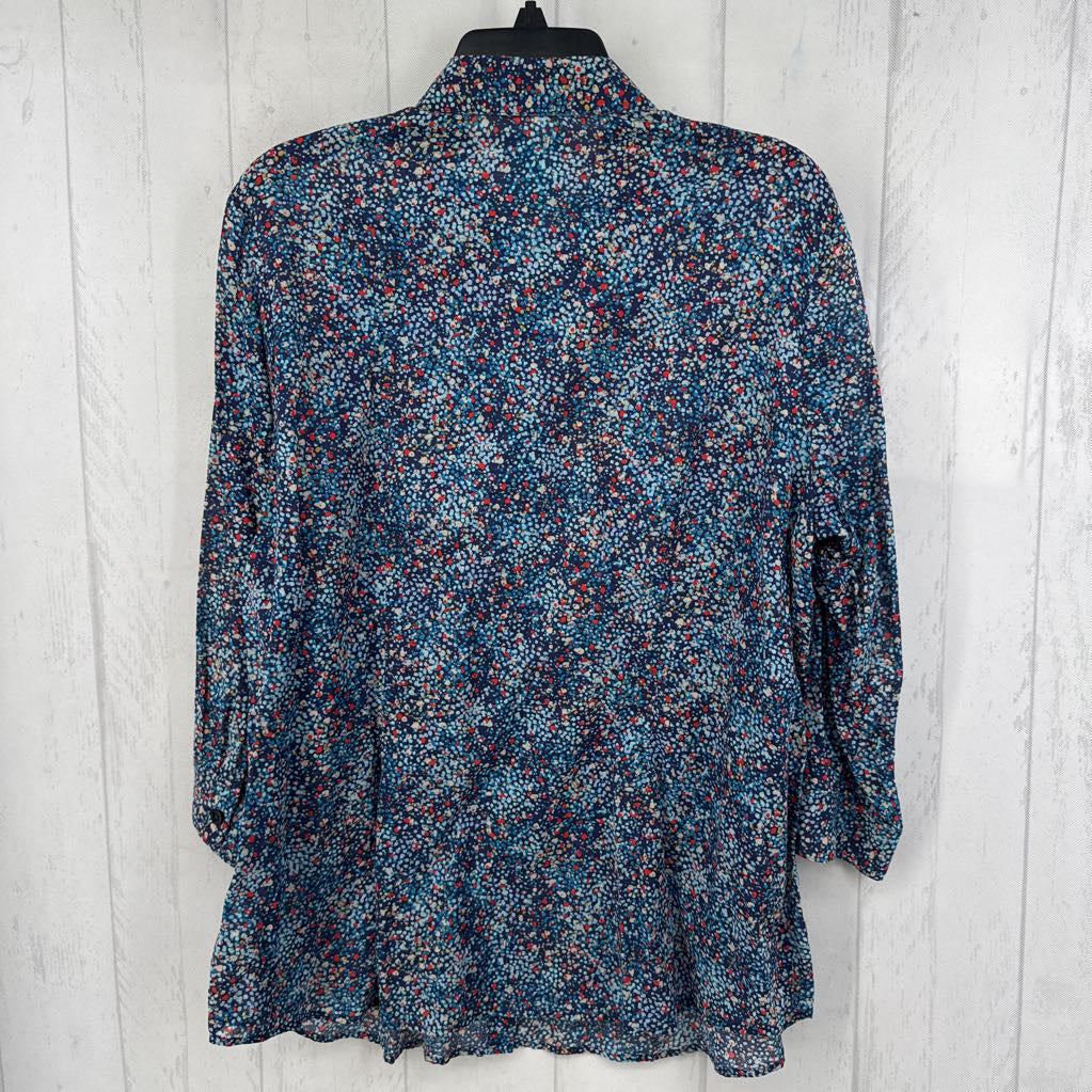 1X printed button down l/s top