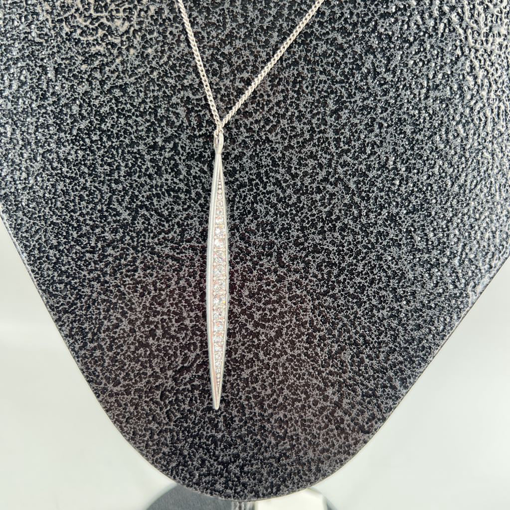 21" silver crystal pendant necklace