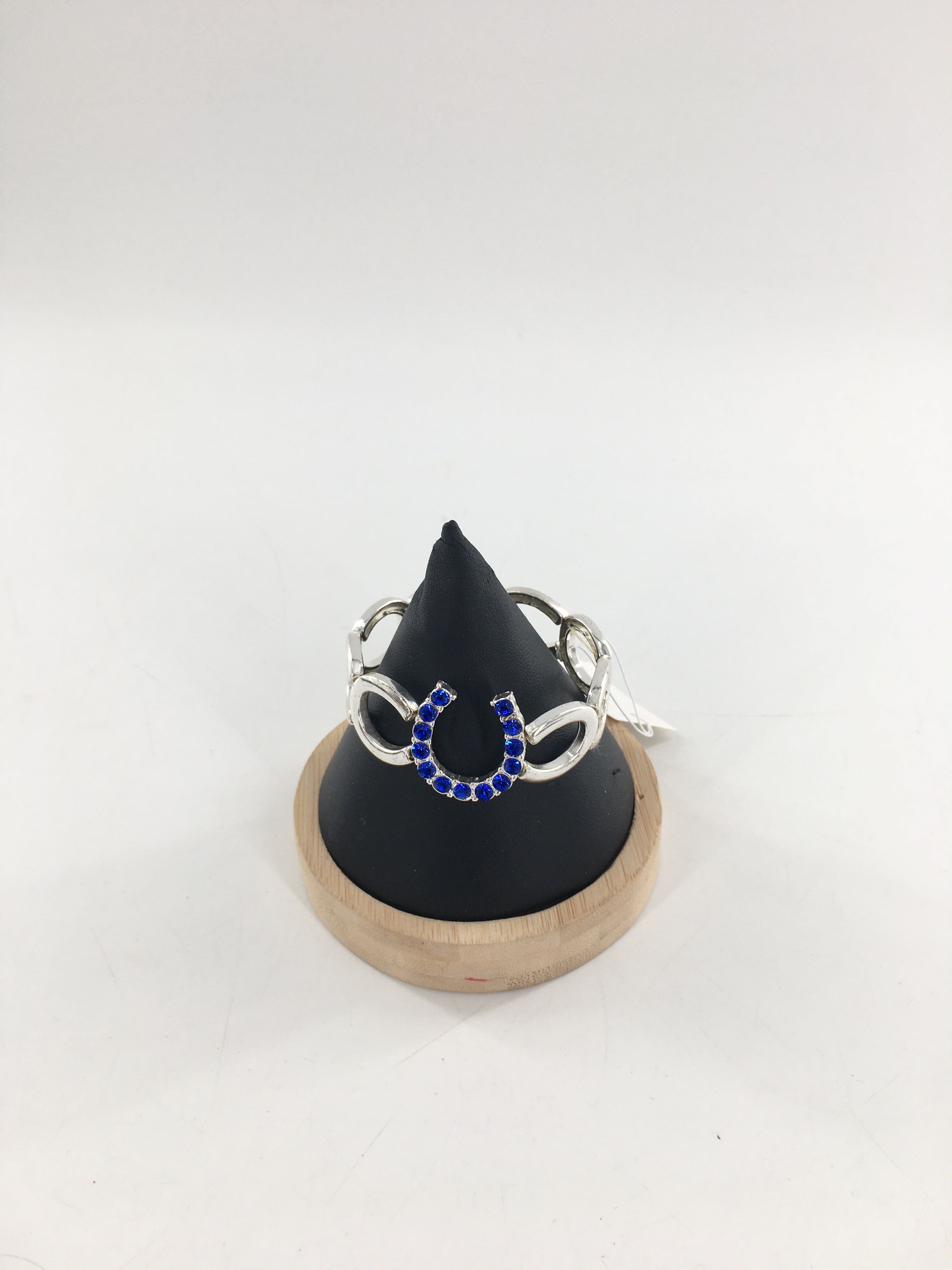 silver colts bracelet-blu crystals