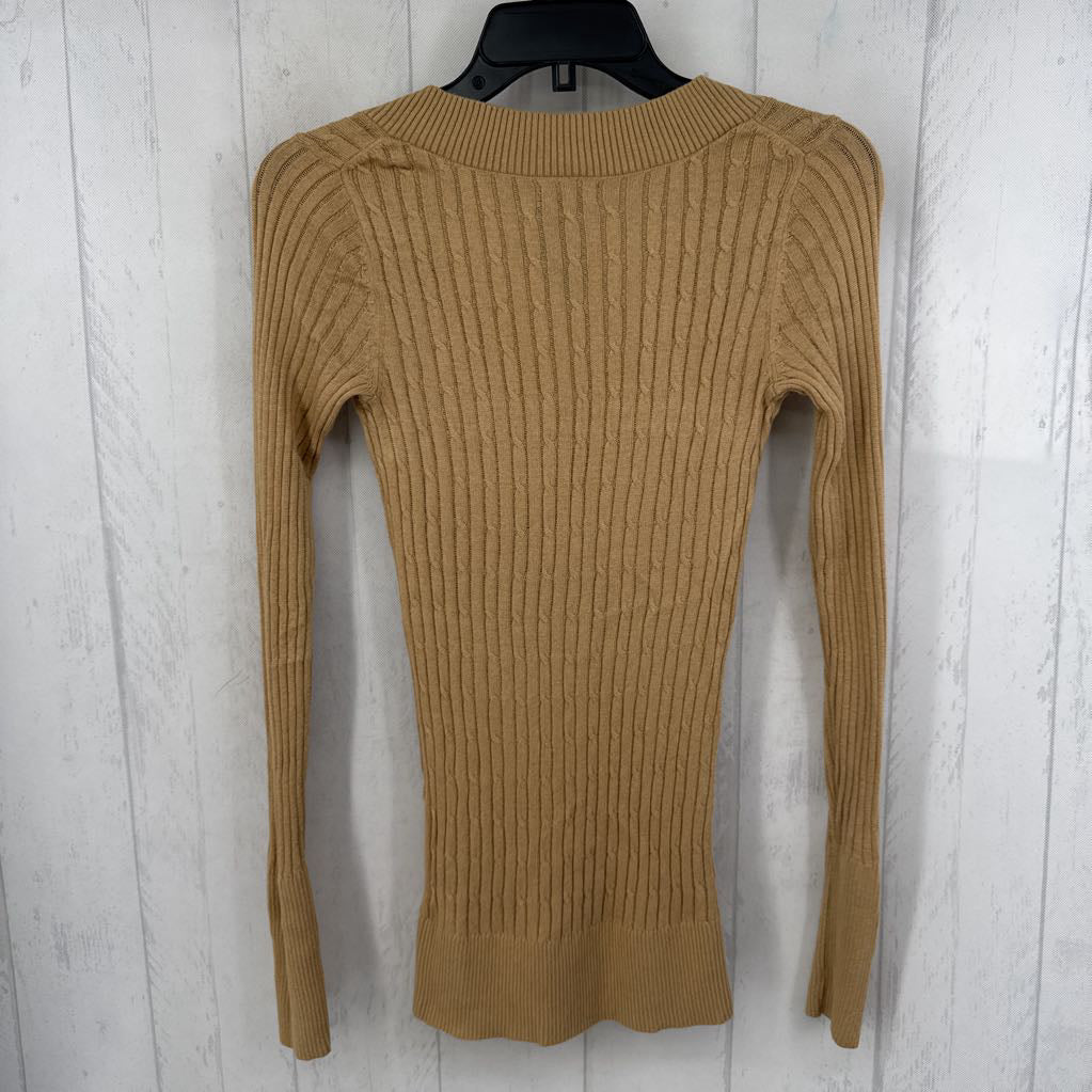 S ribbed v-neck l/s top