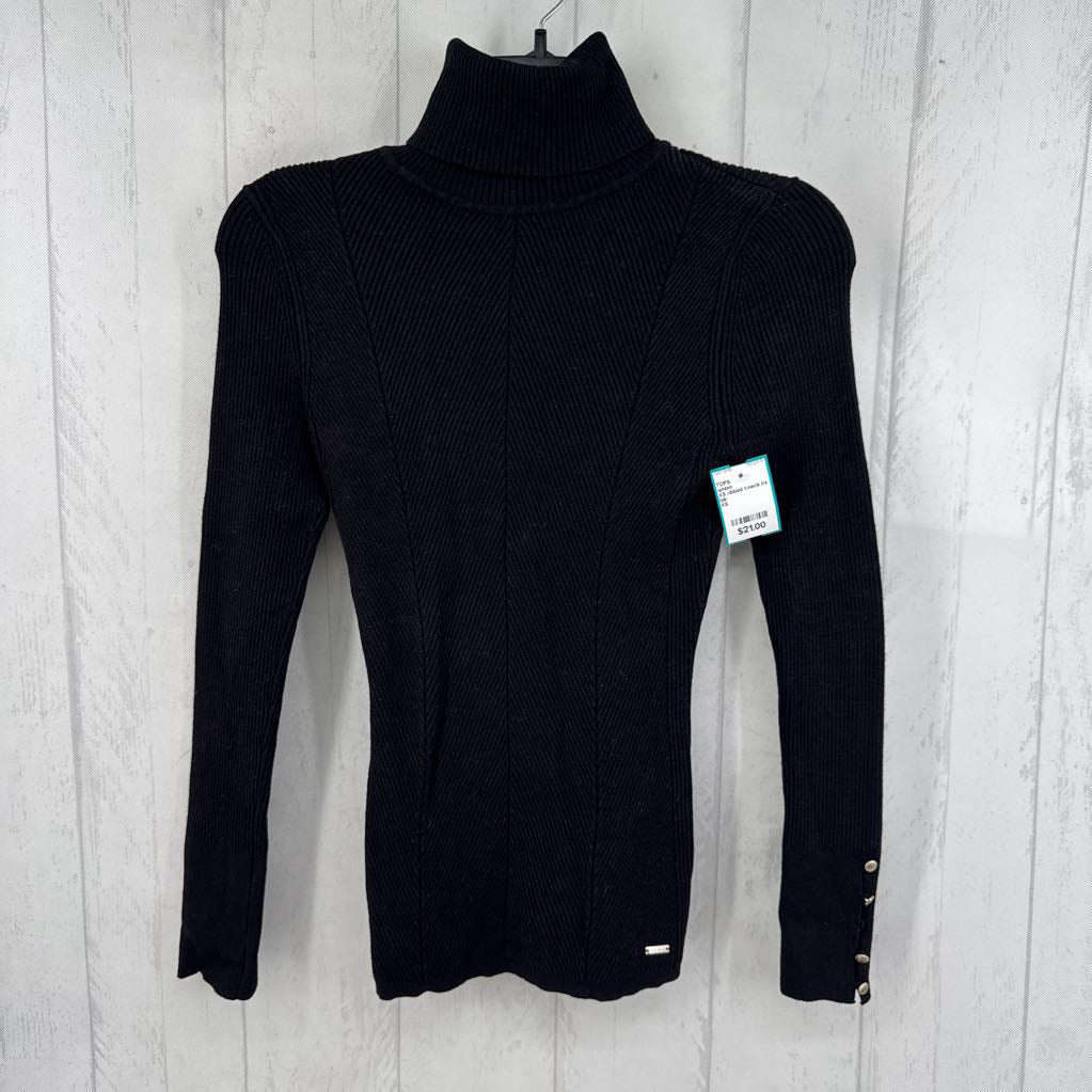 XS ribbed t-neck l/s knit top