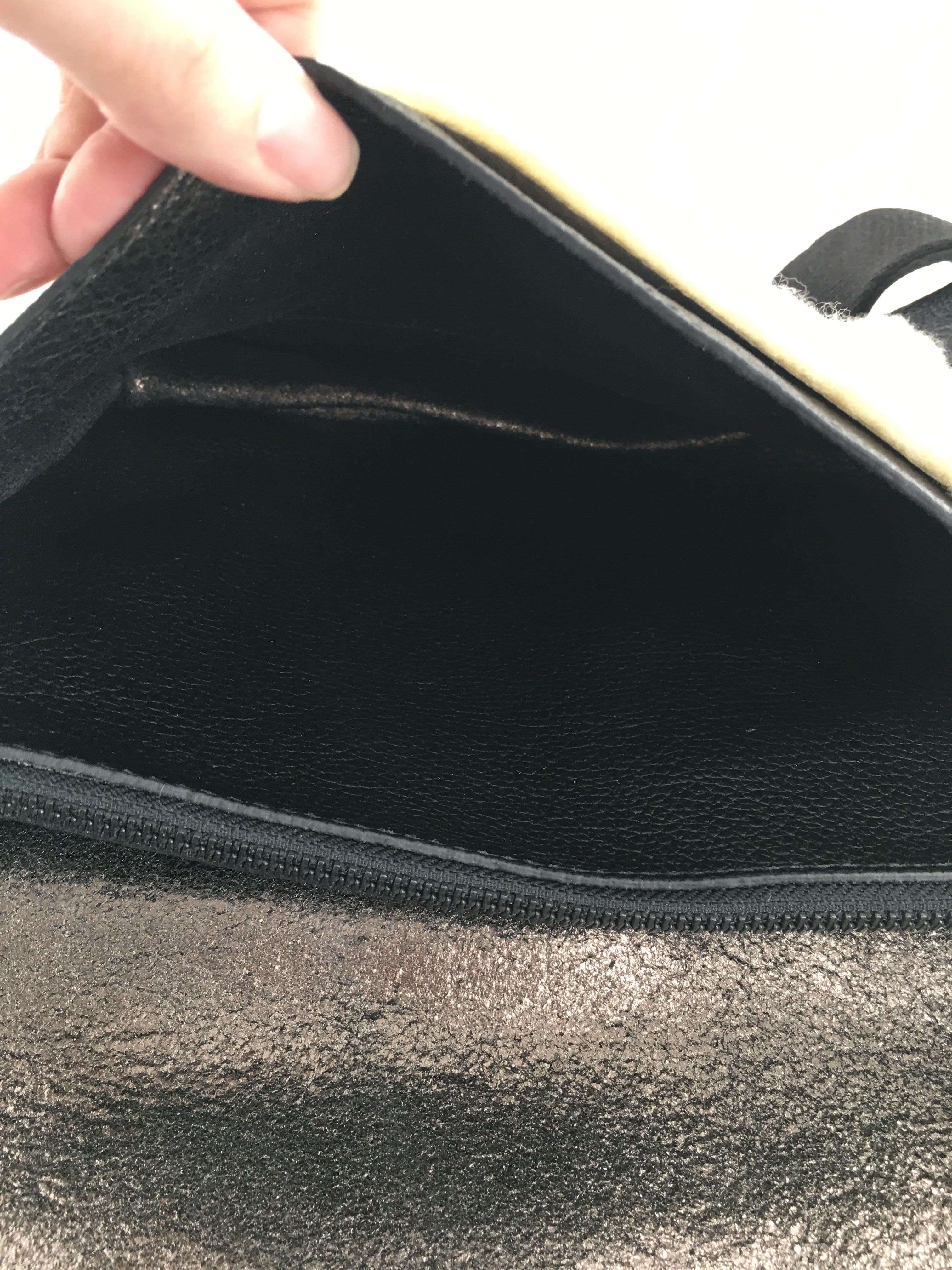 pebbled shearling front flap crossbody