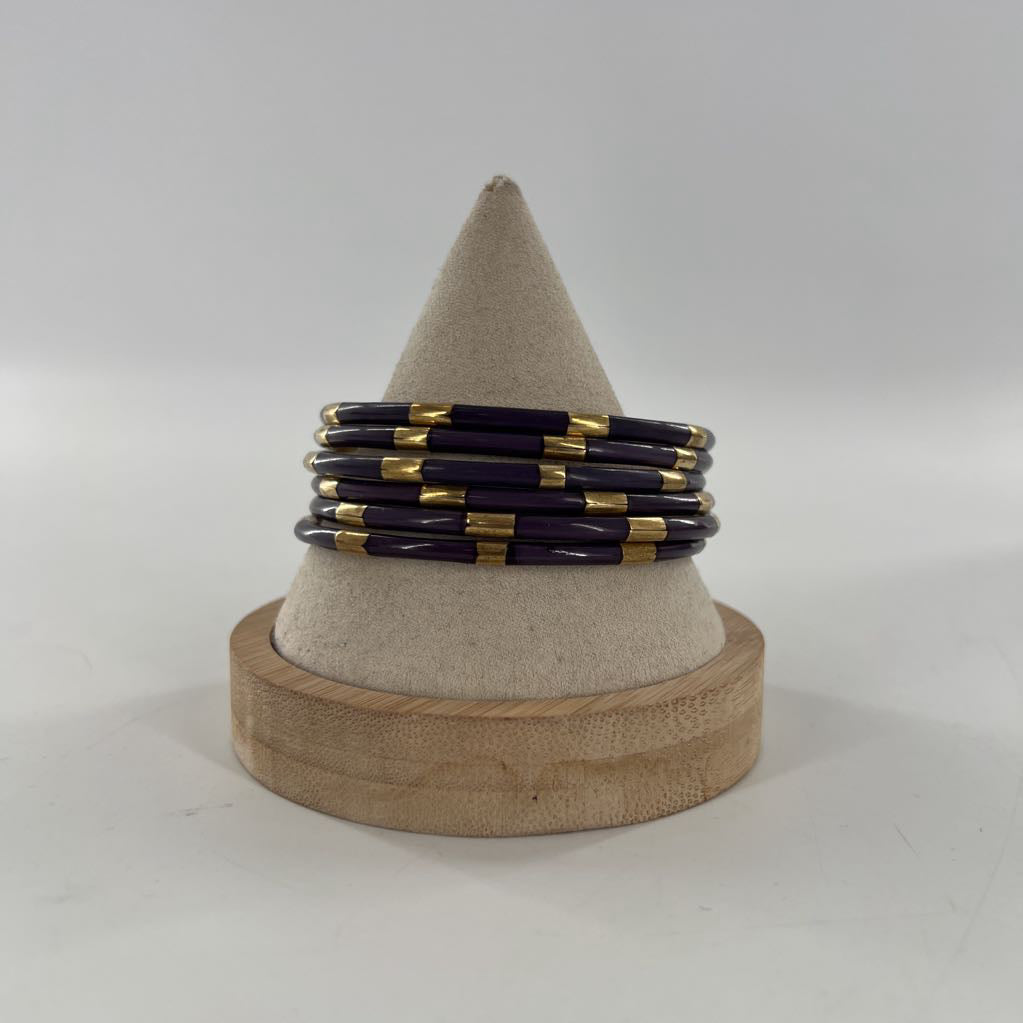 M 6pc all-weather bangle set-purp/gold