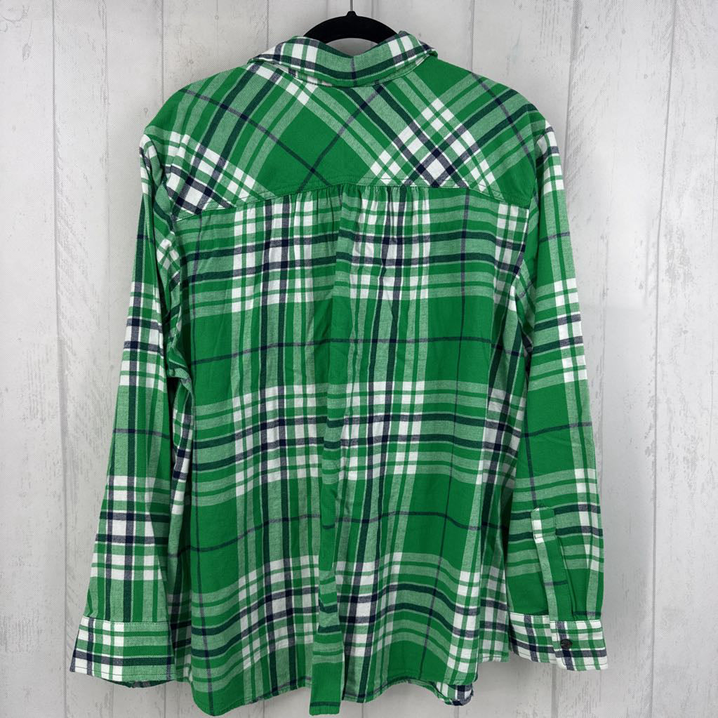 16w plaid flannel button down l/s top
