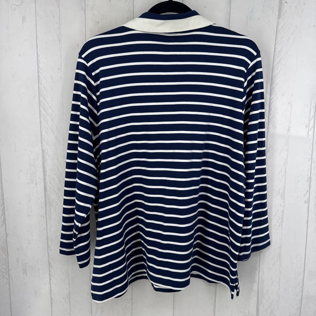 1X striped 1/2 button down l/s top