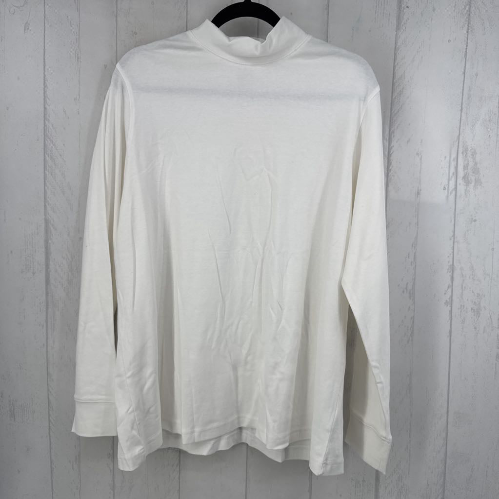1X basic knit l/s mock-neck top