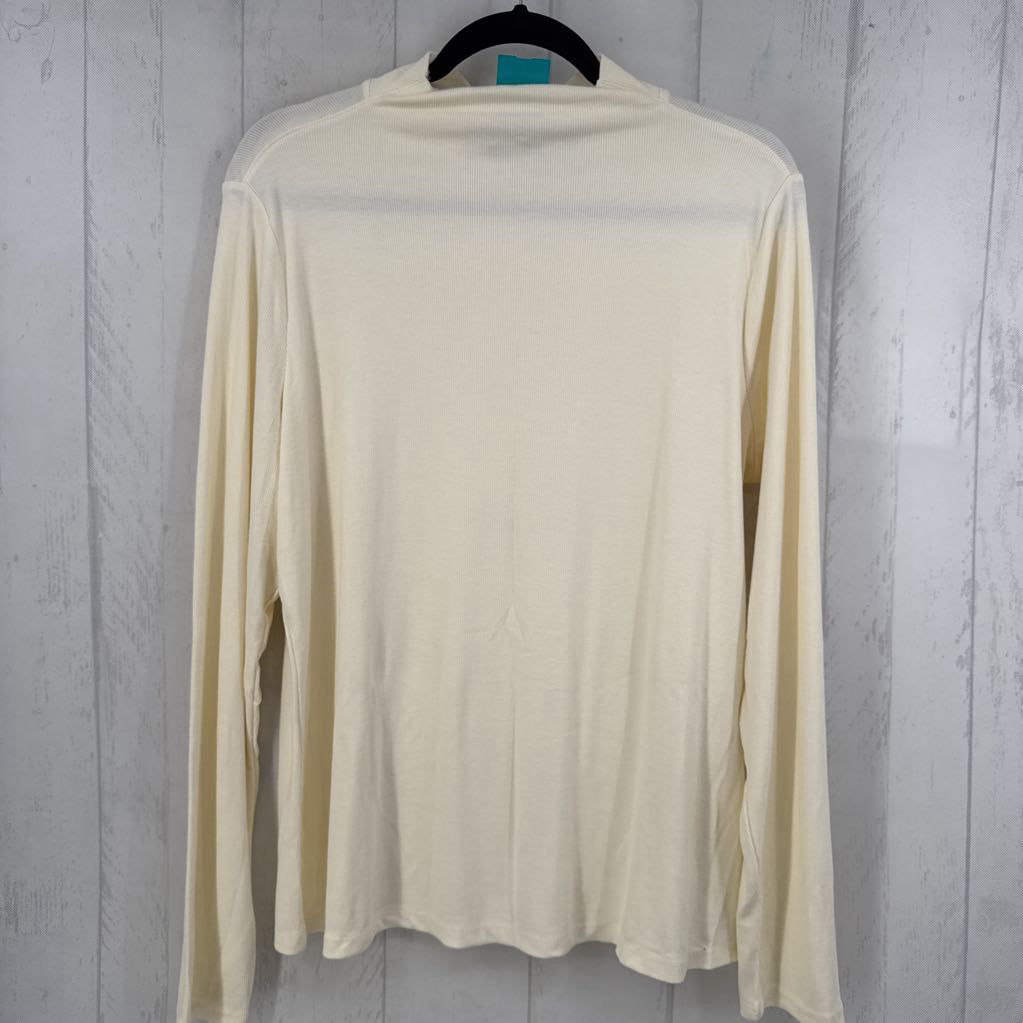 1X rib knit l/s mock-neck top