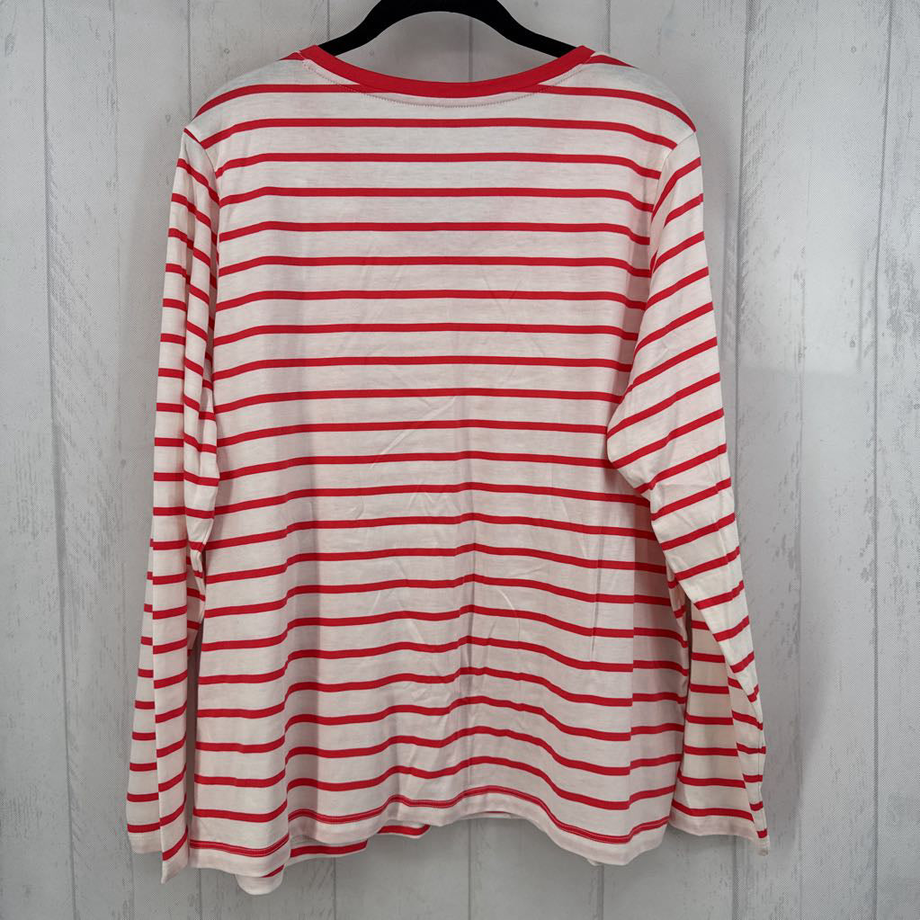 1X striped v-neck l/s tee
