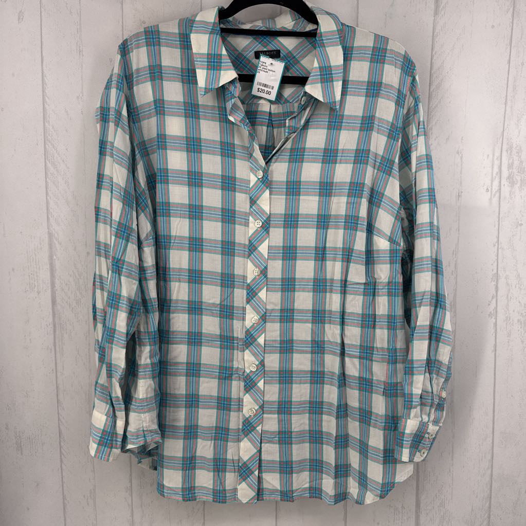 2X plaid button down l/s top