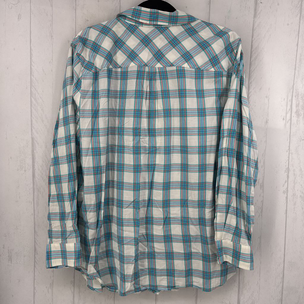2X plaid button down l/s top