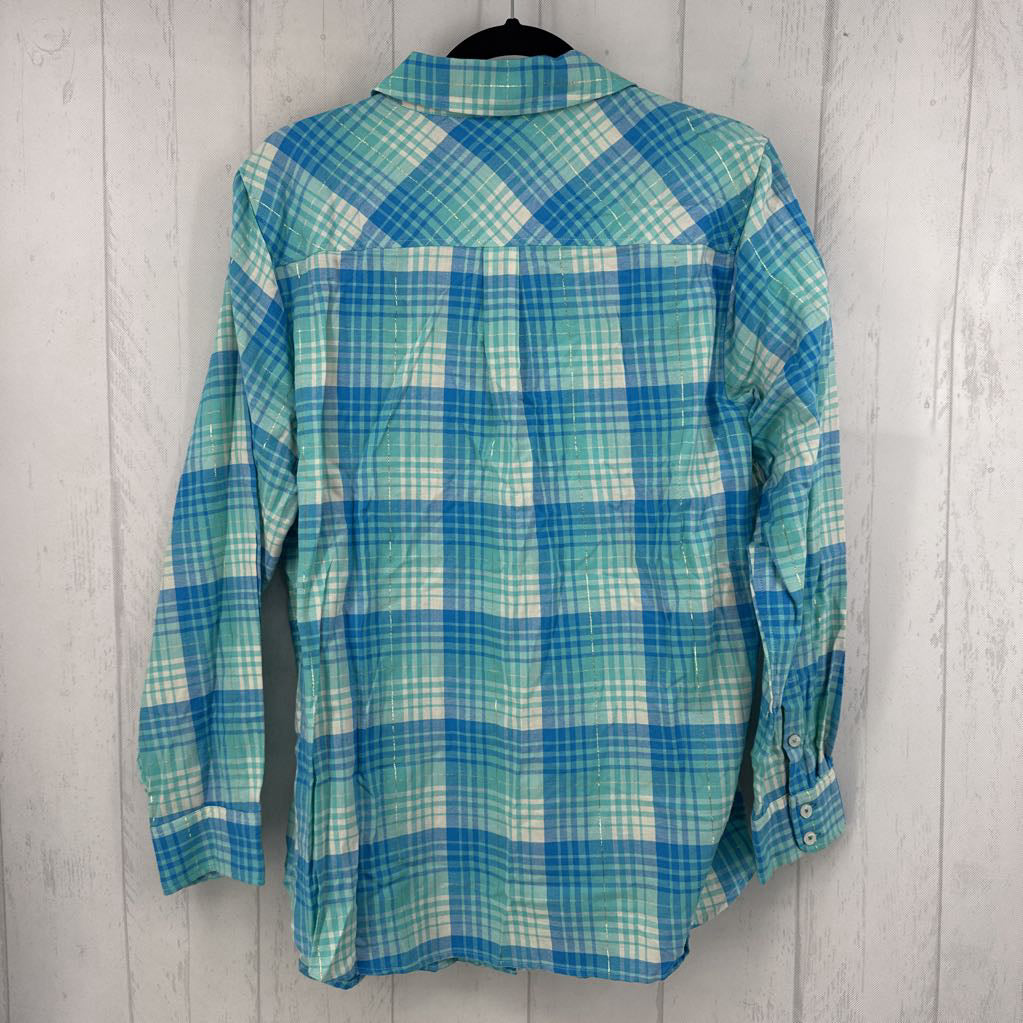 2X plaid button down l/s top