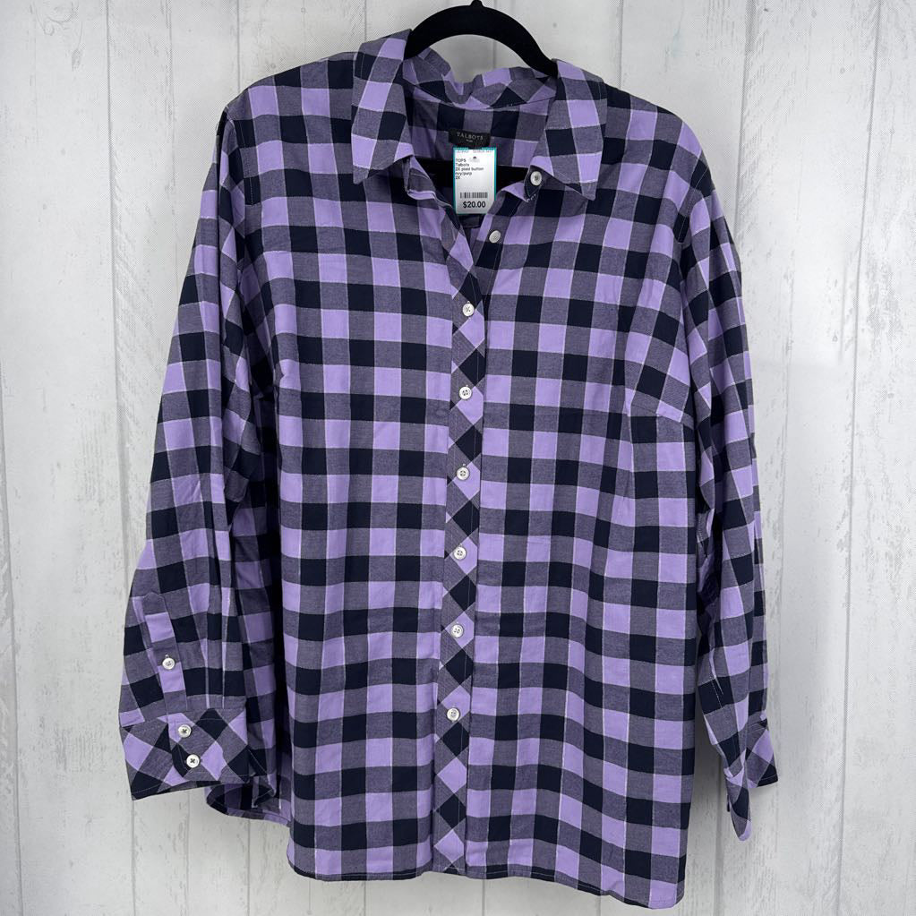 2X plaid button down l/s top