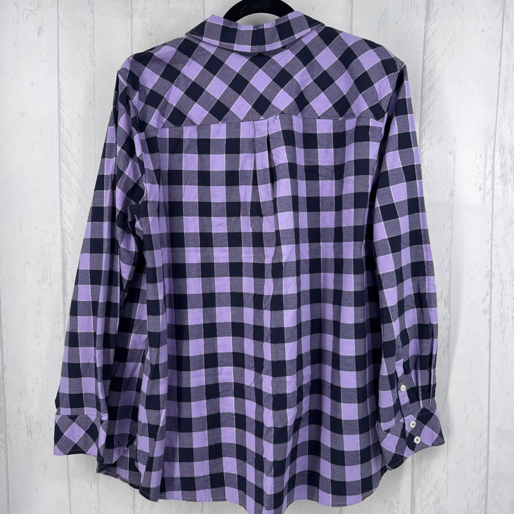 2X plaid button down l/s top