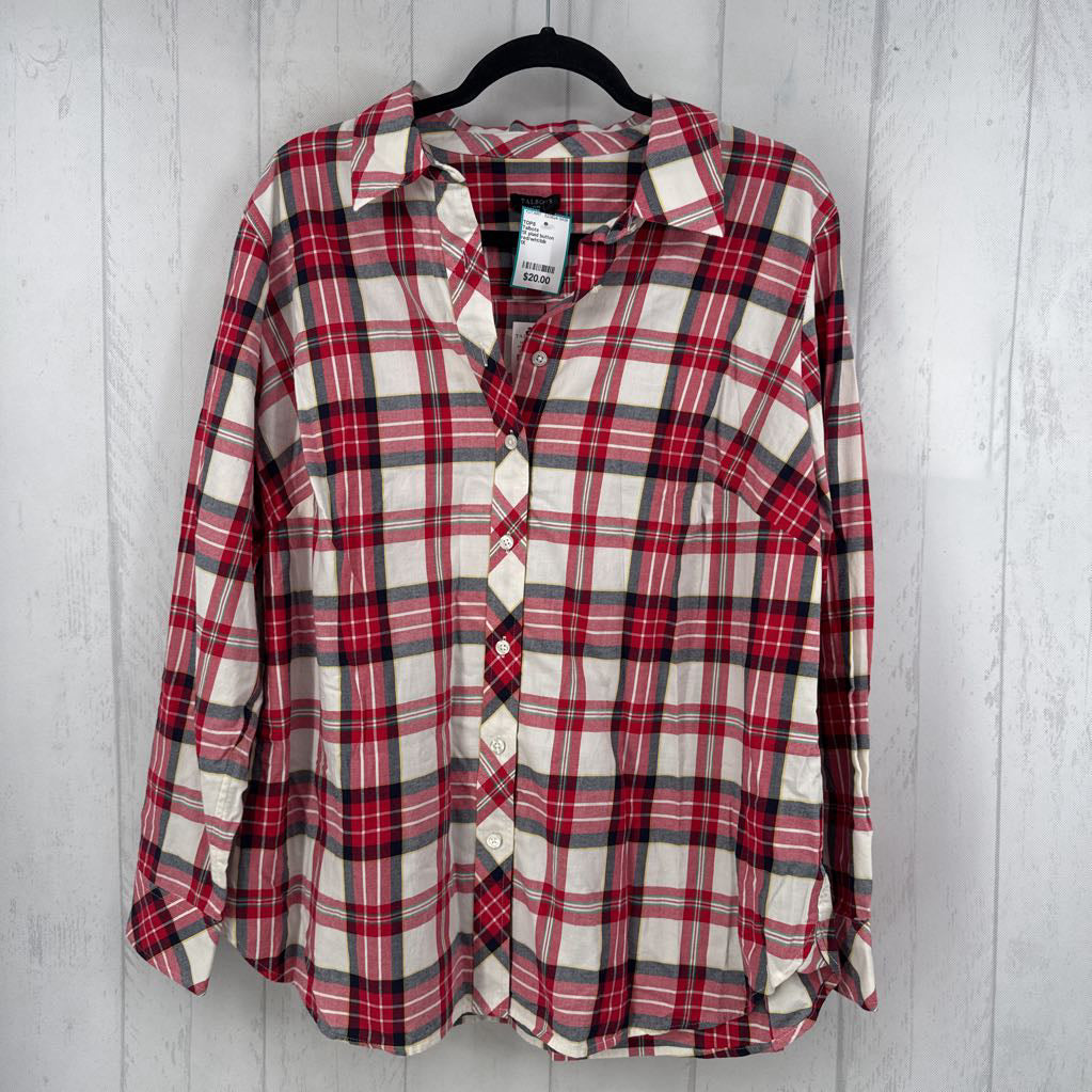 1X plaid button down l/s top