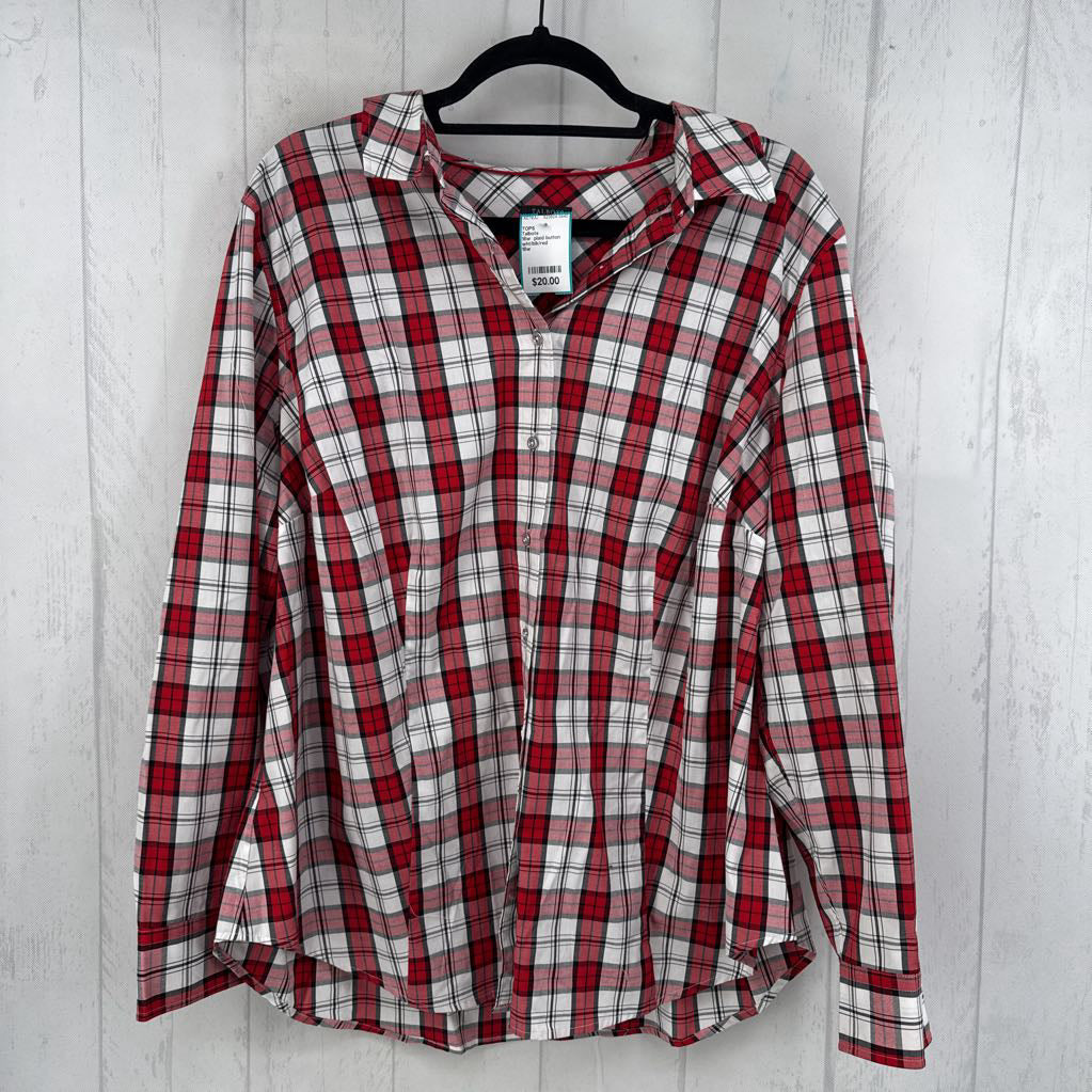 18w plaid button down l/s top