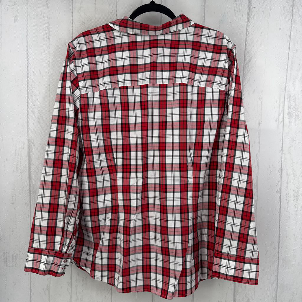 18w plaid button down l/s top
