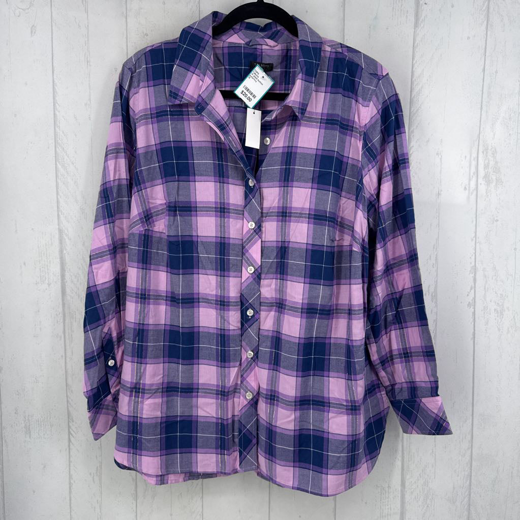 1X plaid button down l/s top