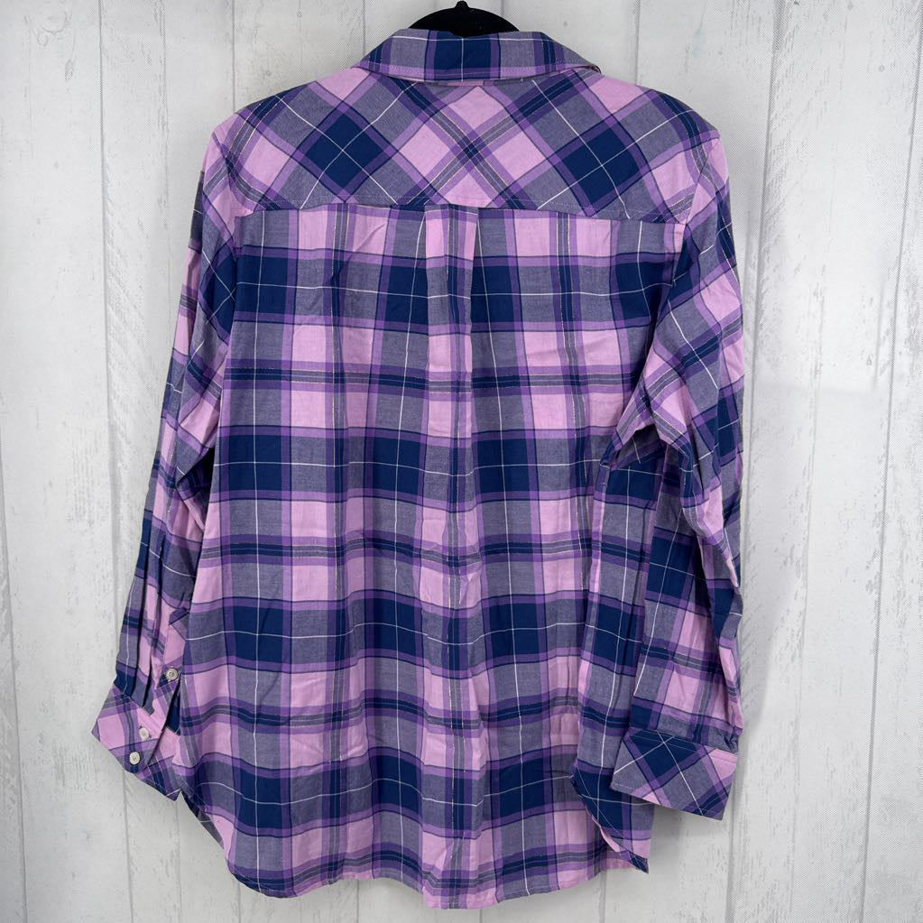 1X plaid button down l/s top