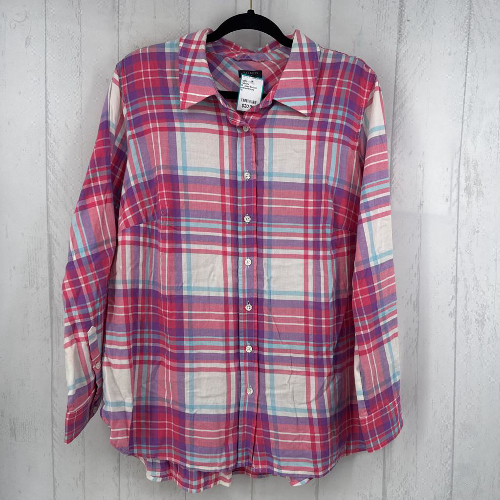 1X plaid button down l/s top