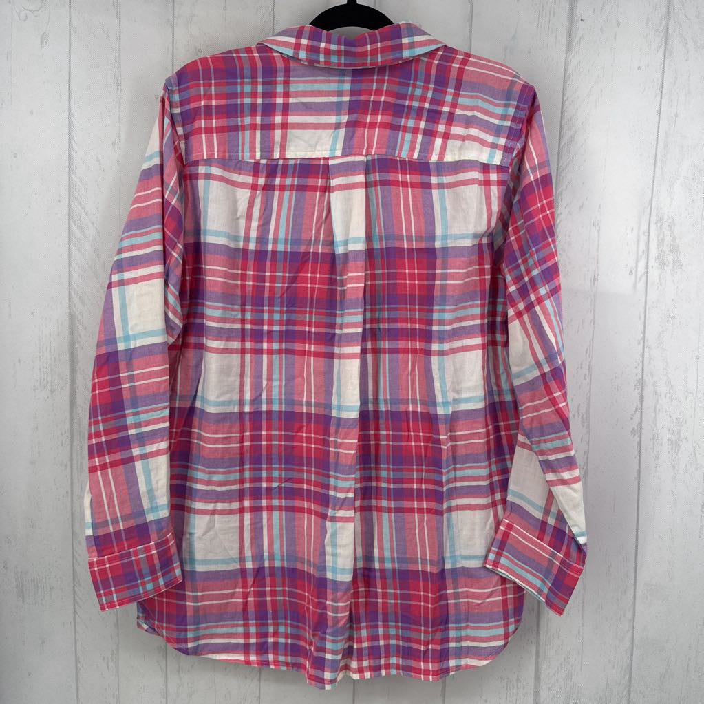 1X plaid button down l/s top