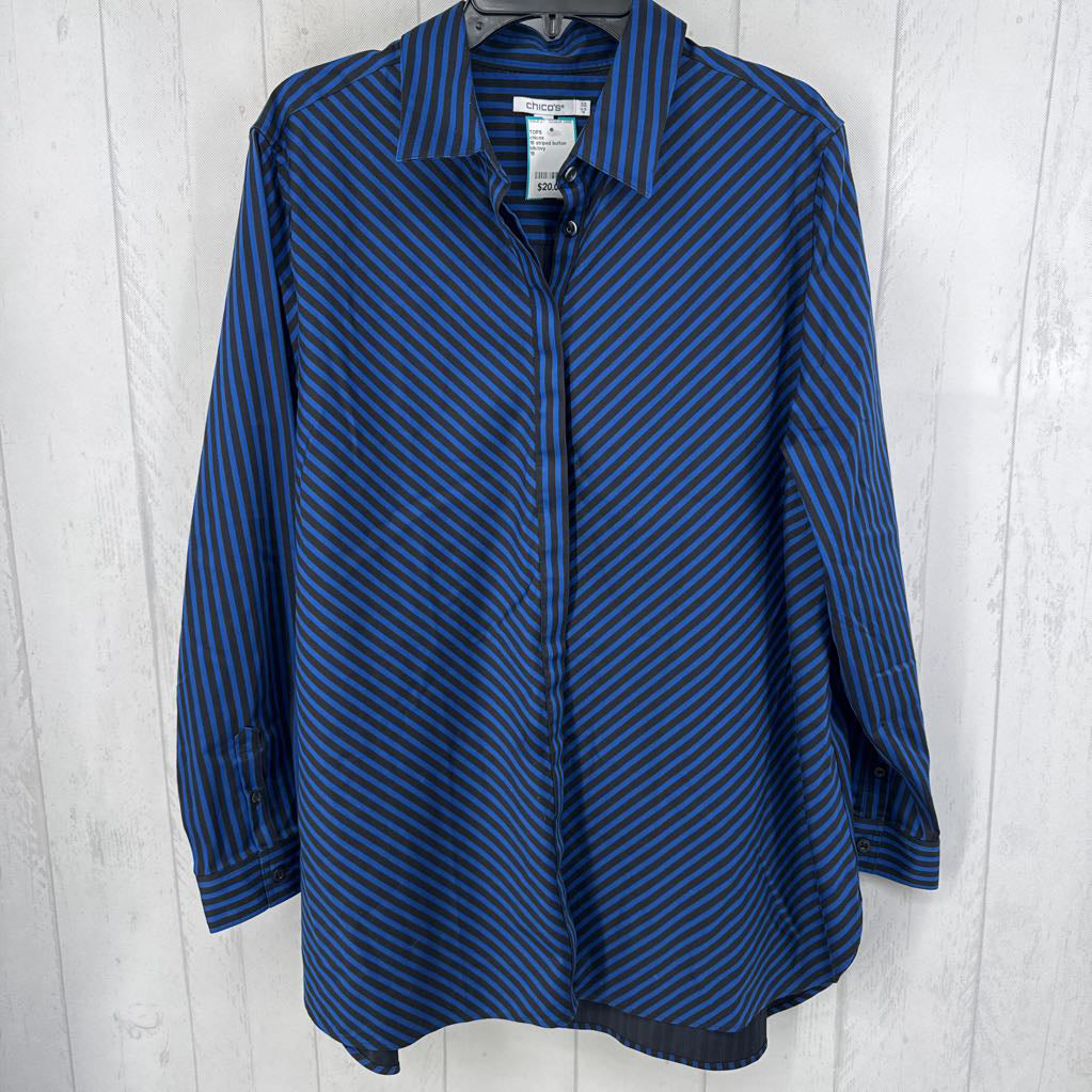 18 striped button down l/s top