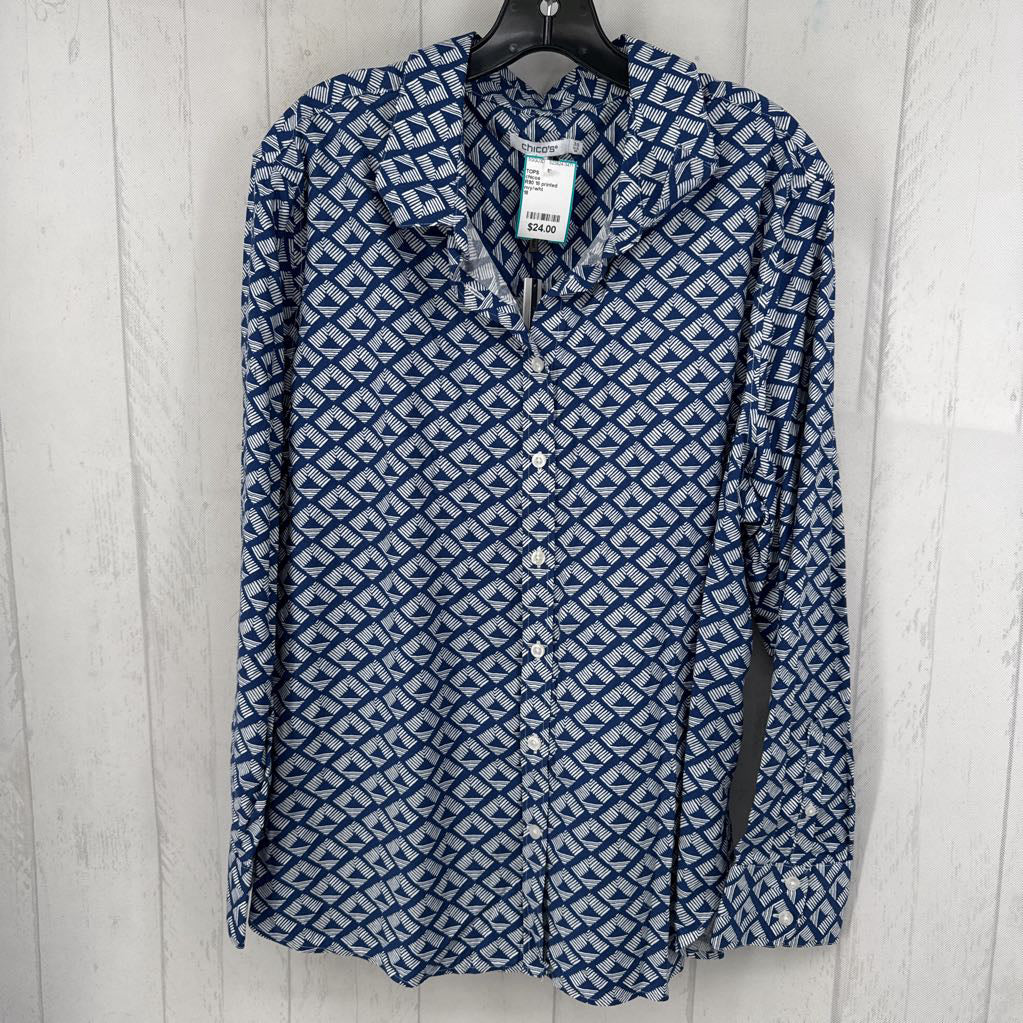 R90 18 printed button down l/s top