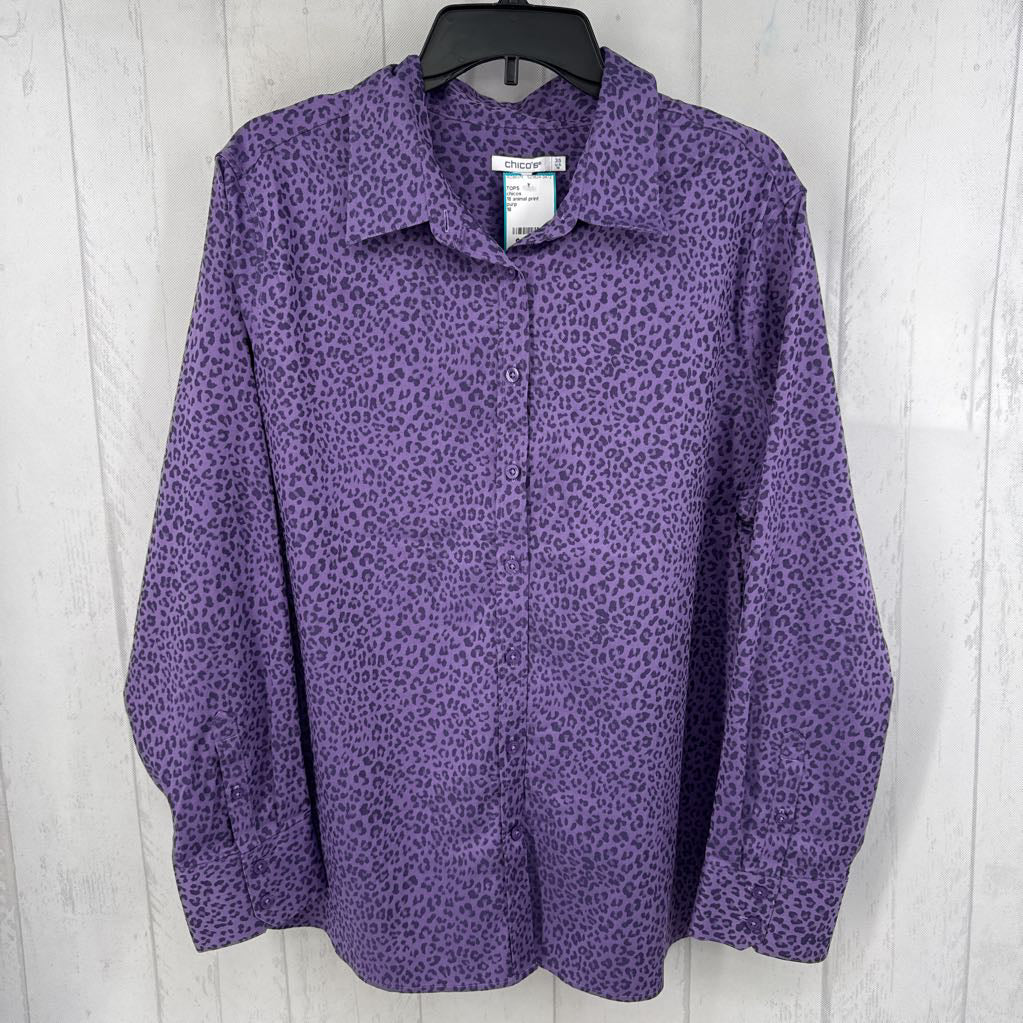 18 animal print button down l/s top