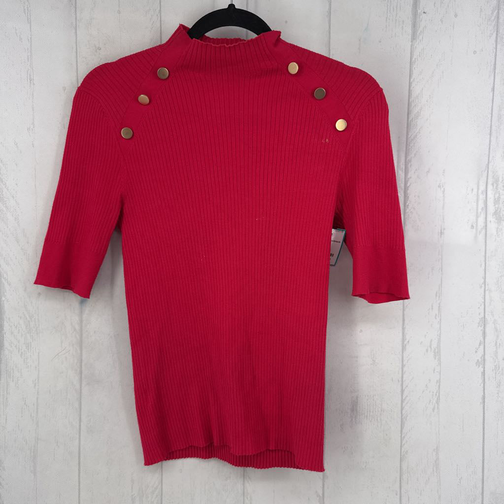 M ribbed mockneck s/s top