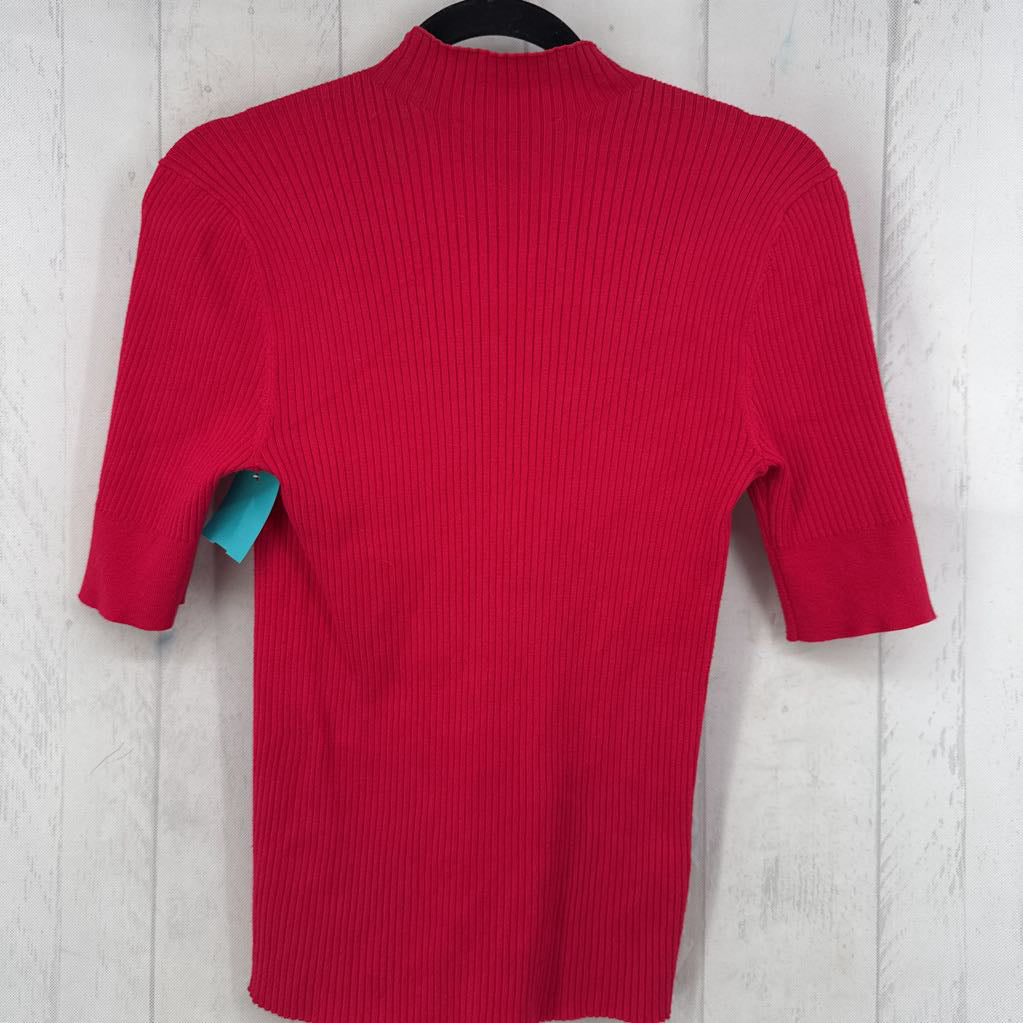 M ribbed mockneck s/s top