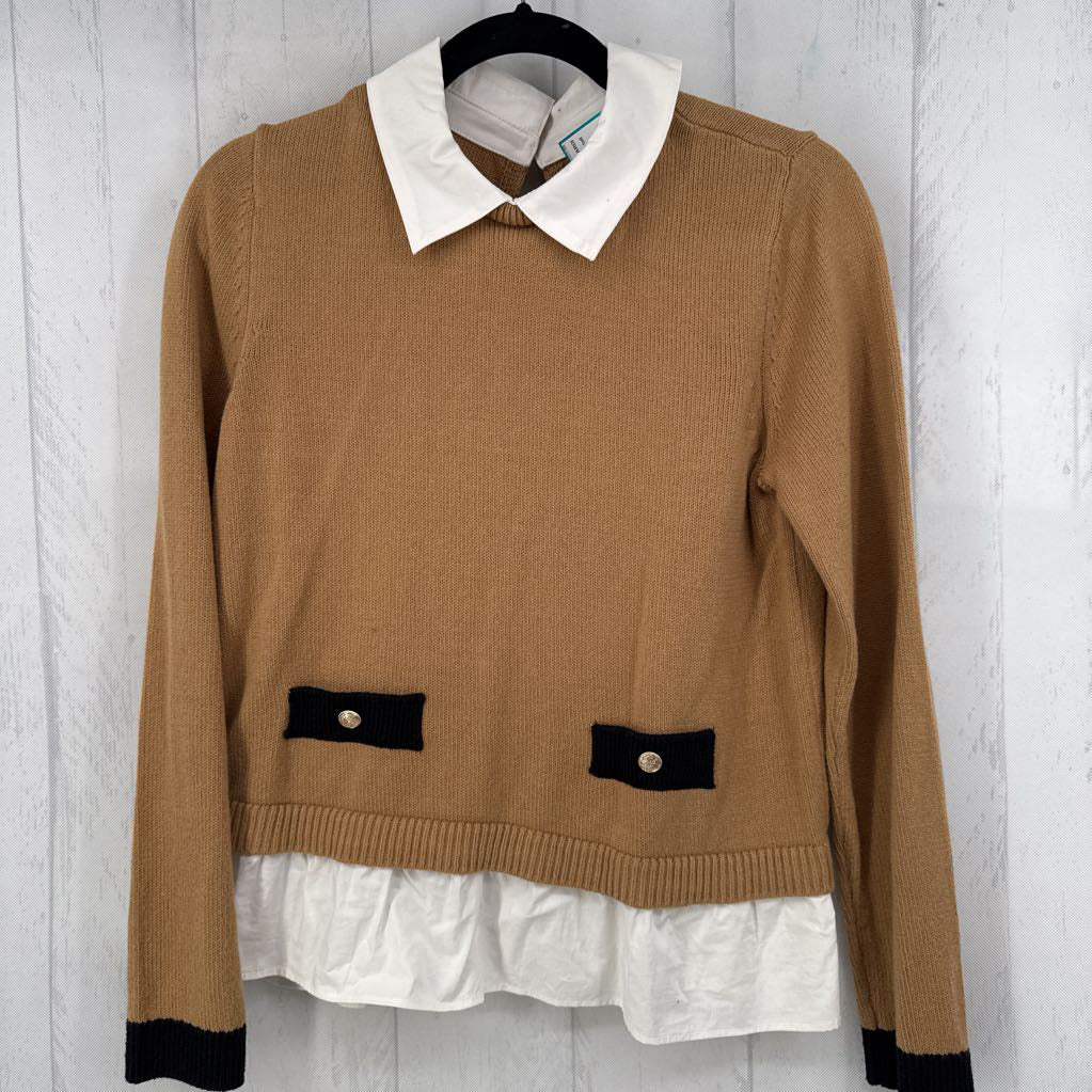 M layered shirt tail sweater