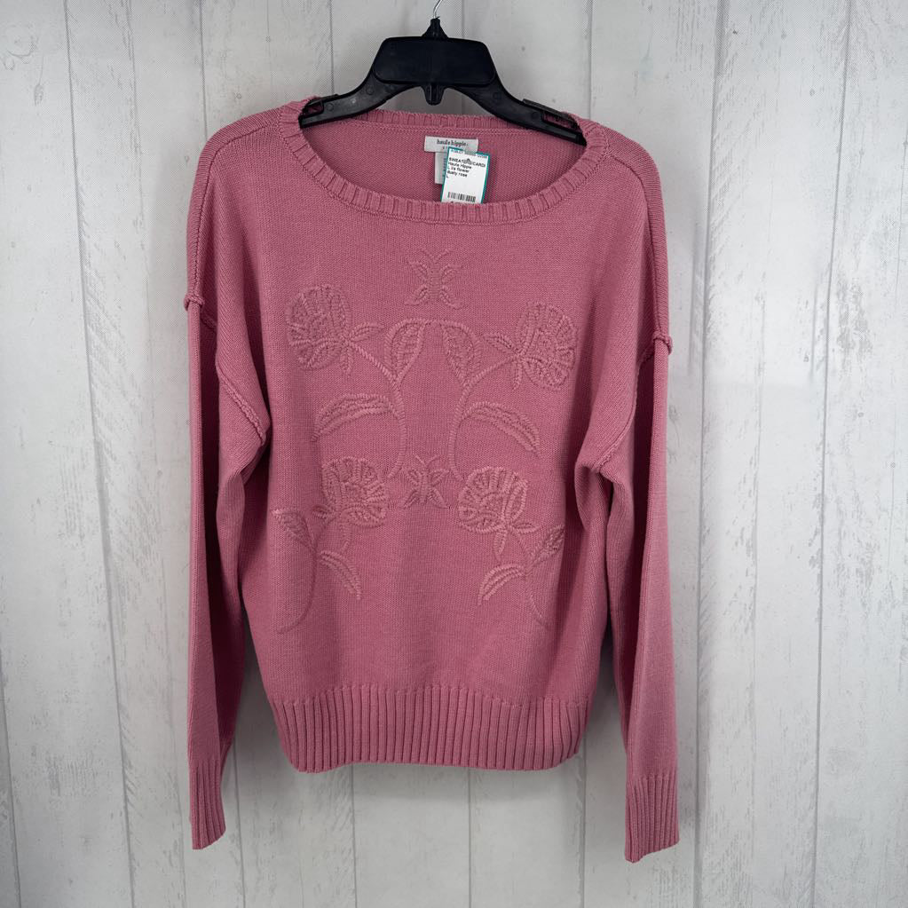 L l/s flower embroidered sweater