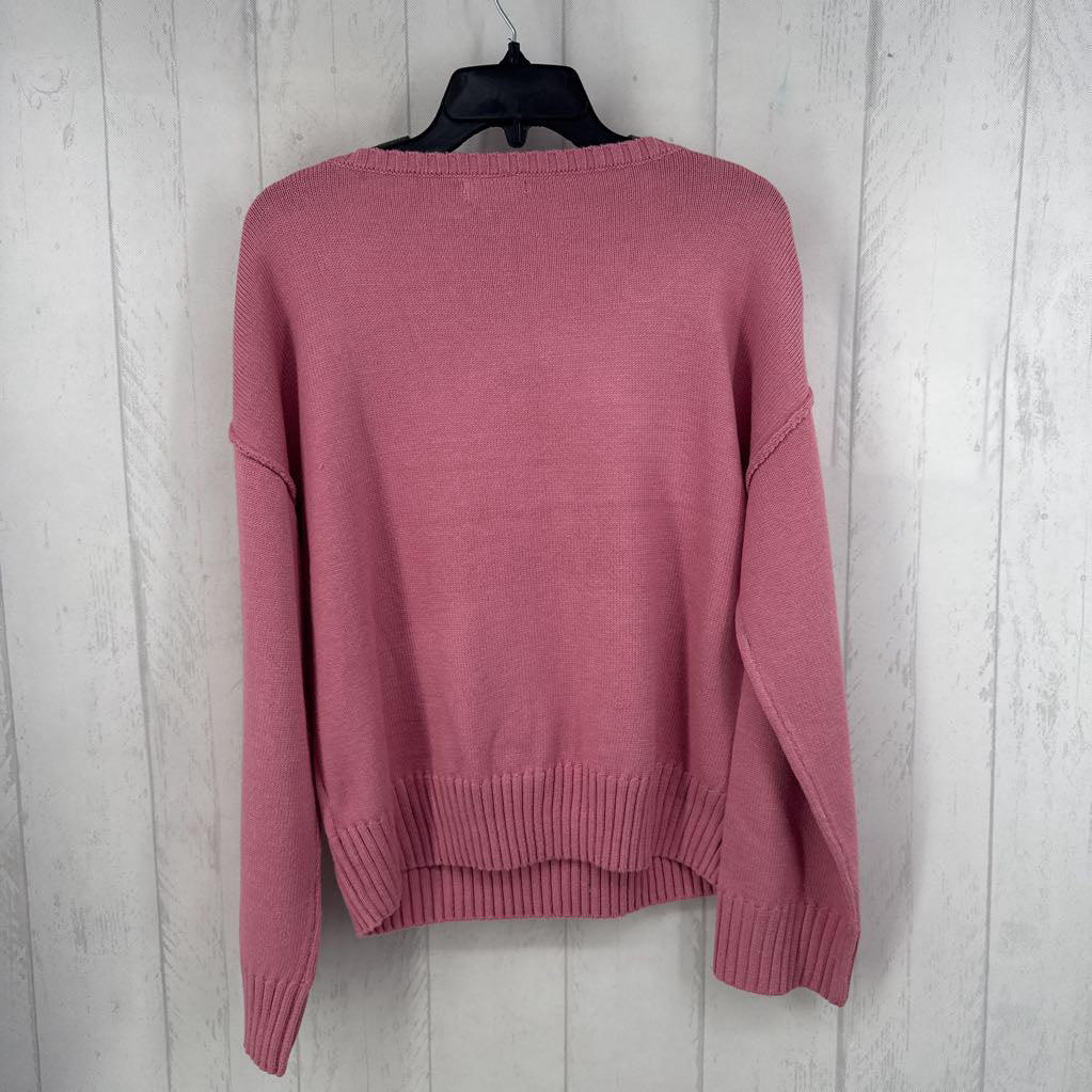 L l/s flower embroidered sweater
