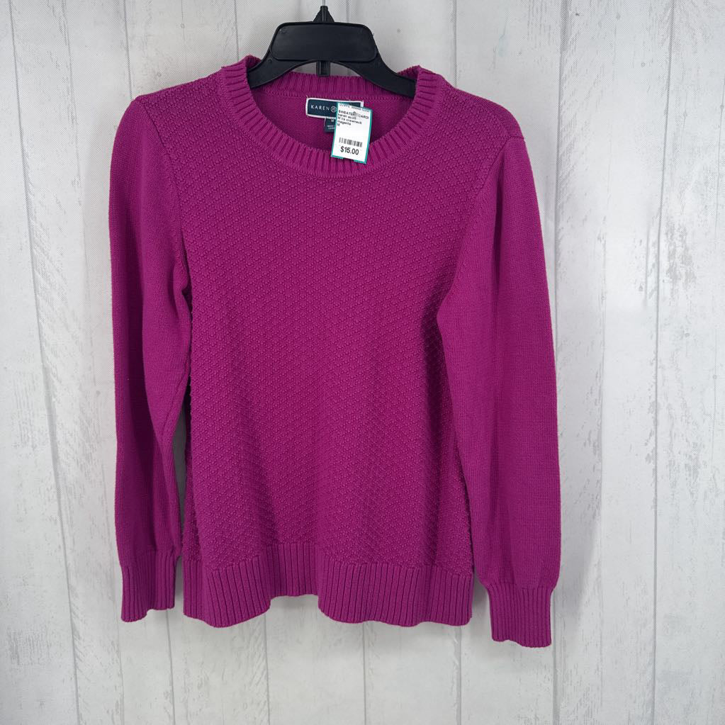 M l/s crewneck textured knit pattern sweater