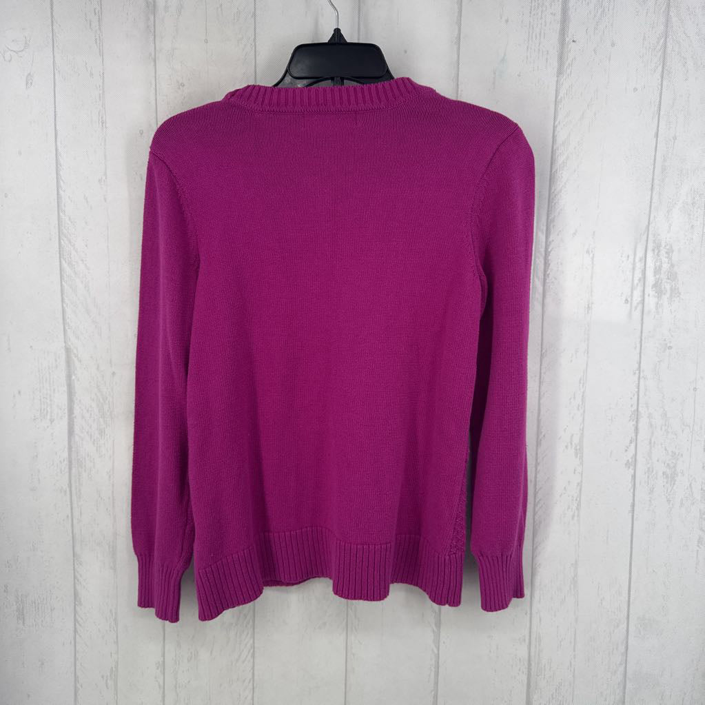M l/s crewneck textured knit pattern sweater