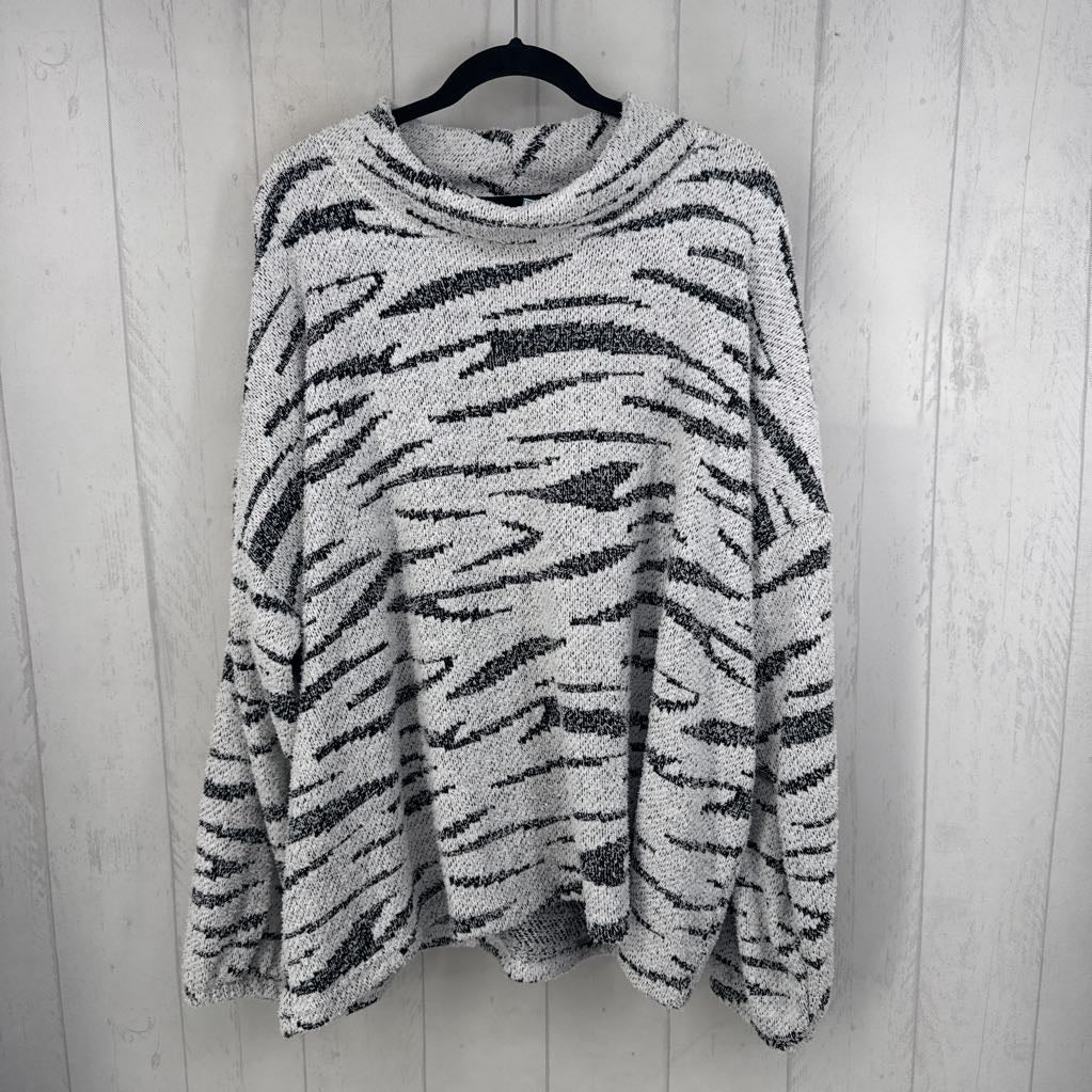 4 cowl neck zebra print l/s sweater