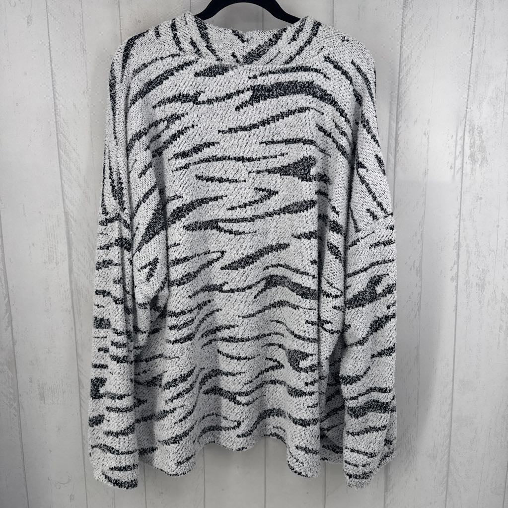 4 cowl neck zebra print l/s sweater