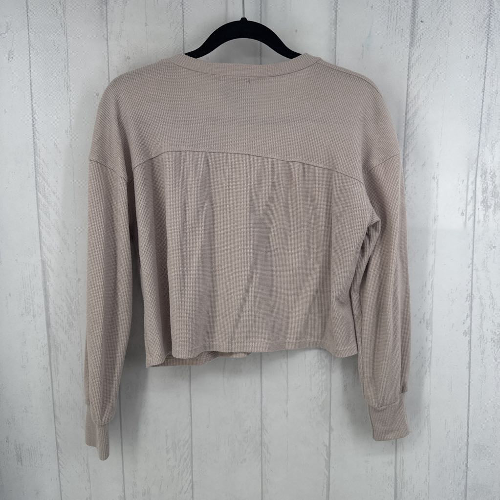 S l/s button crop top