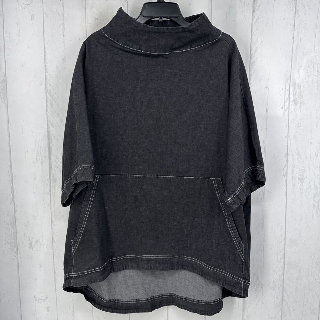 XL mock neck hi-lo drop shoulder top