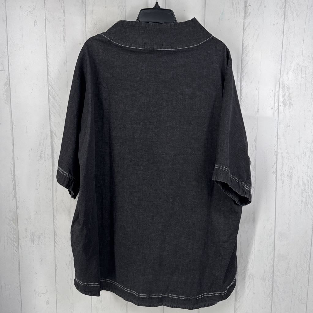 XL mock neck hi-lo drop shoulder top