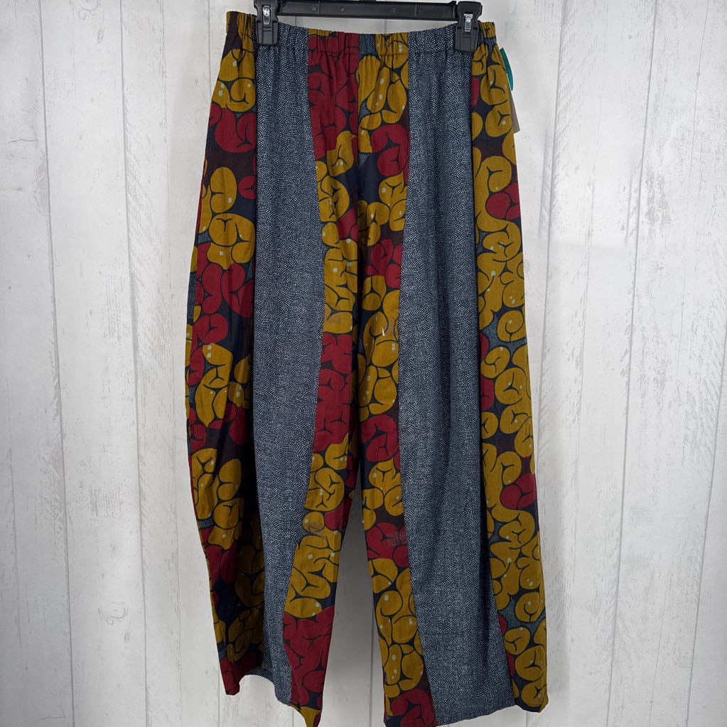 R169 O/S mixed print cotton pull-on pant