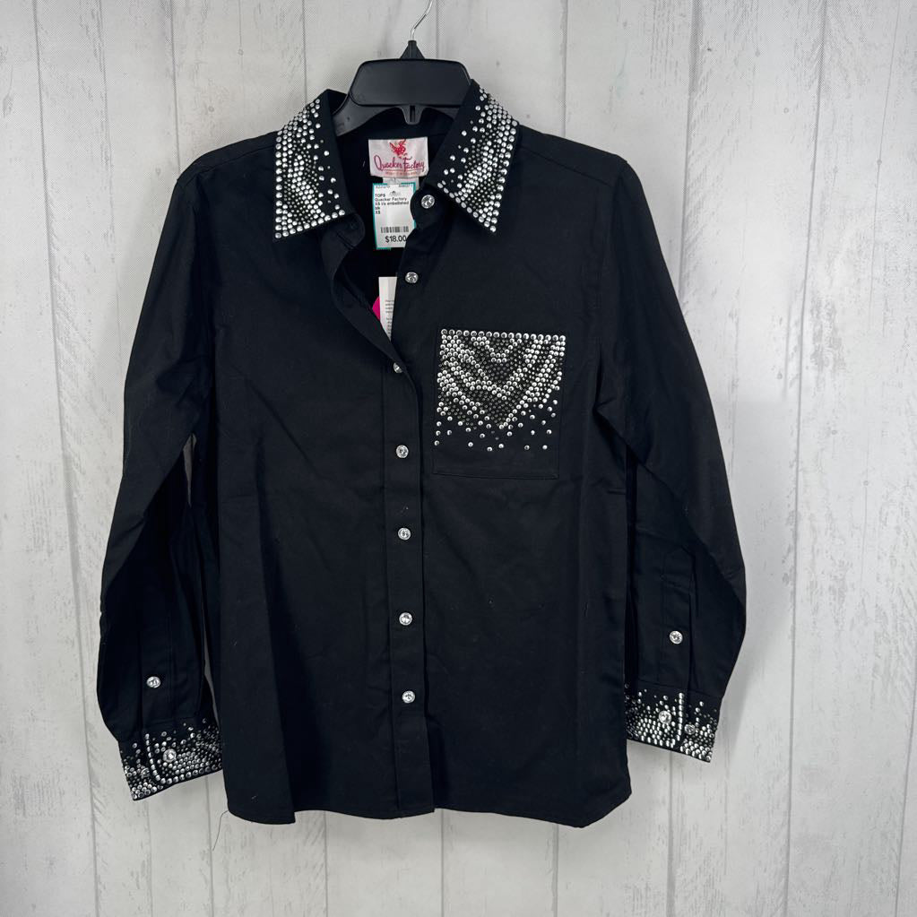 XS l/s embellished button shirt