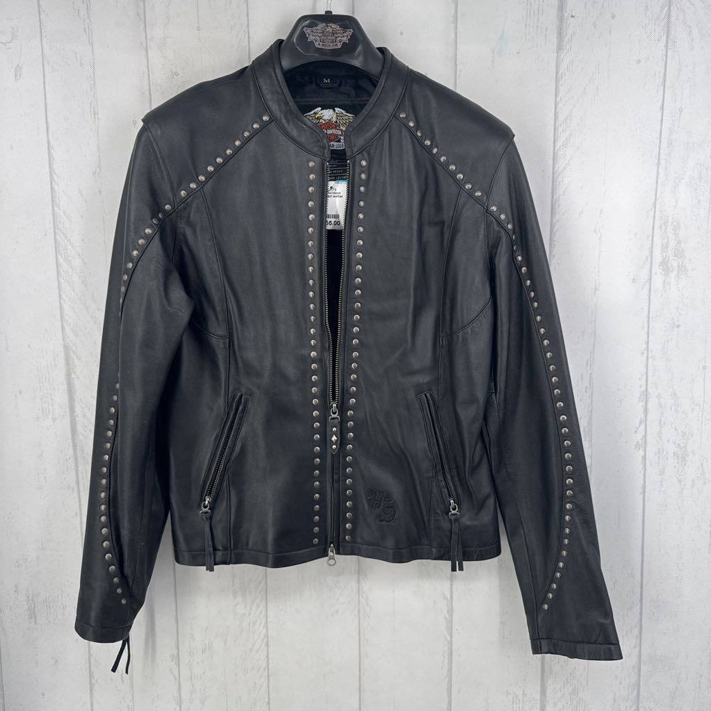 M studded leather zip jacket