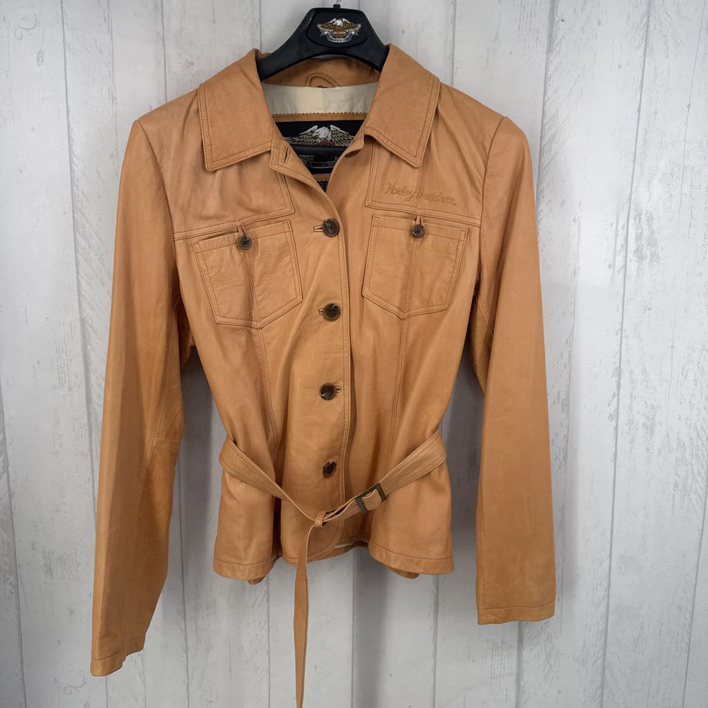 M leather button down jacket