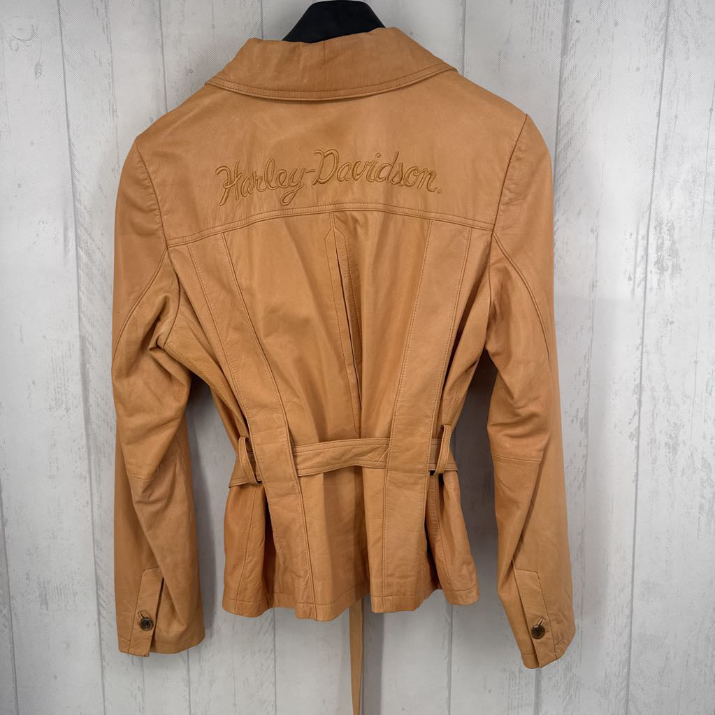 M leather button down jacket