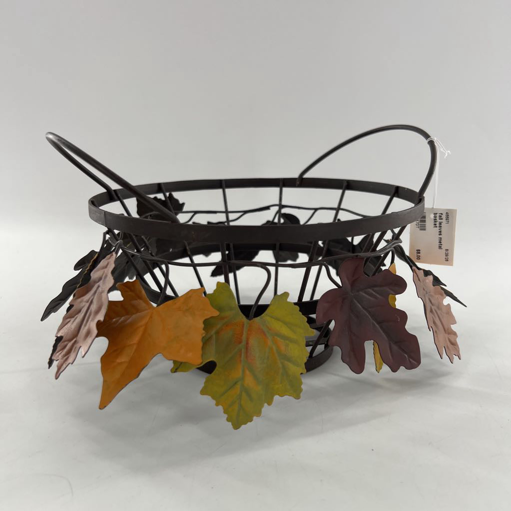 fall leaves metal basket