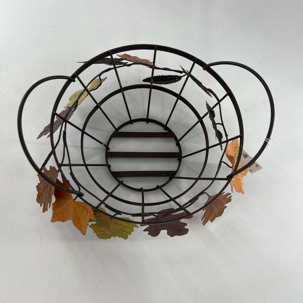 fall leaves metal basket
