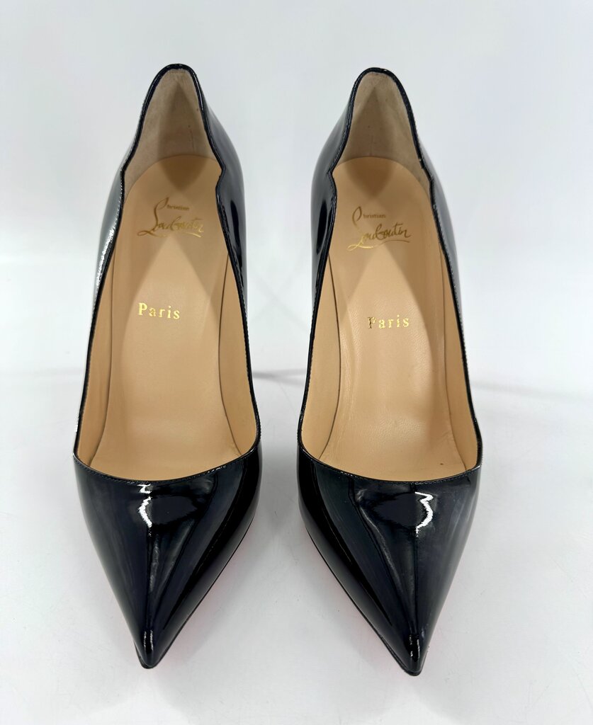 9/9.5 Christain Louboutin Hot Chick 100mm Patent Calf Leather Pumps