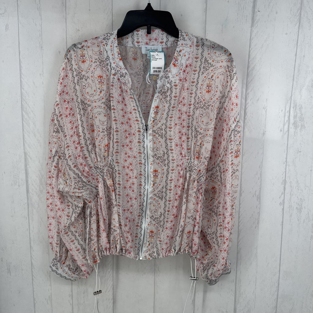 L l/s flower print zip top
