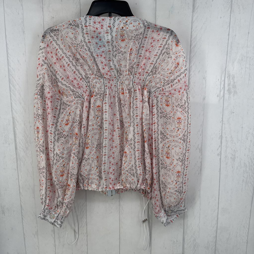 L l/s flower print zip top
